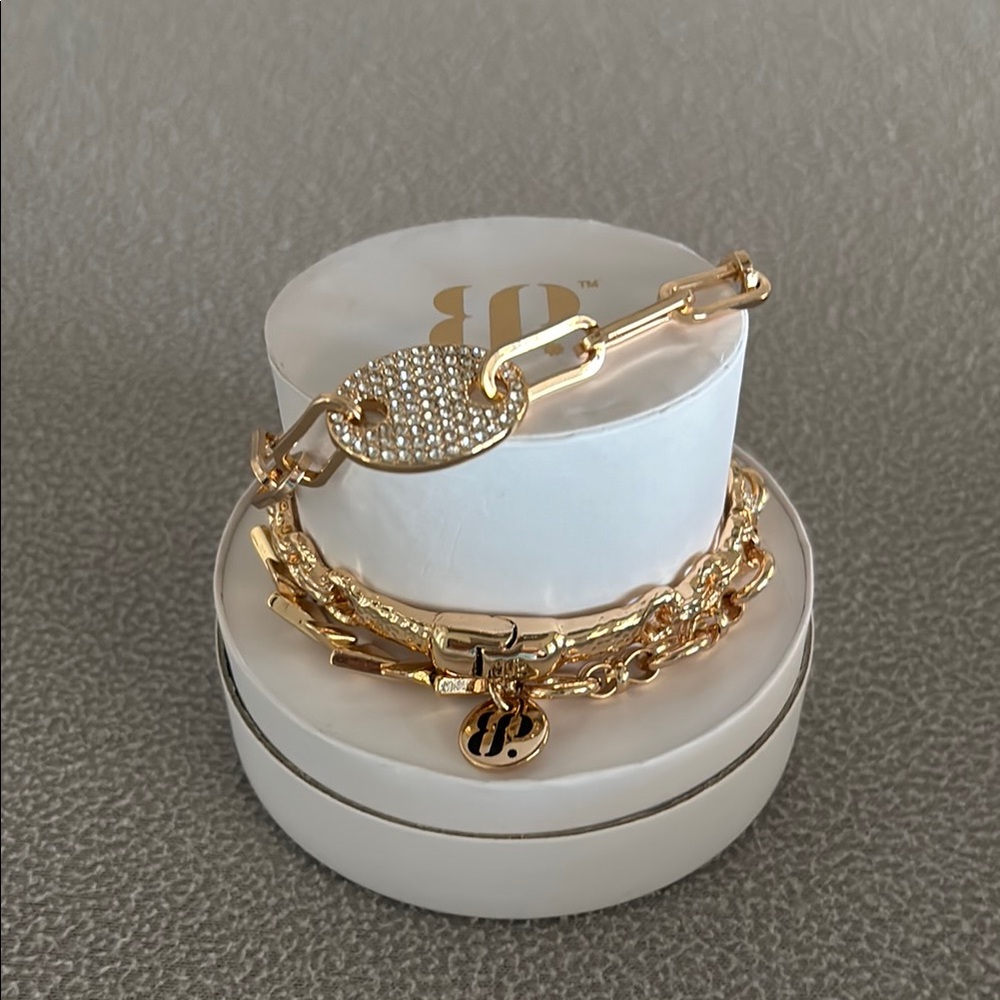 Elegant Rose Gold Bracelet set  with Crystal Accents